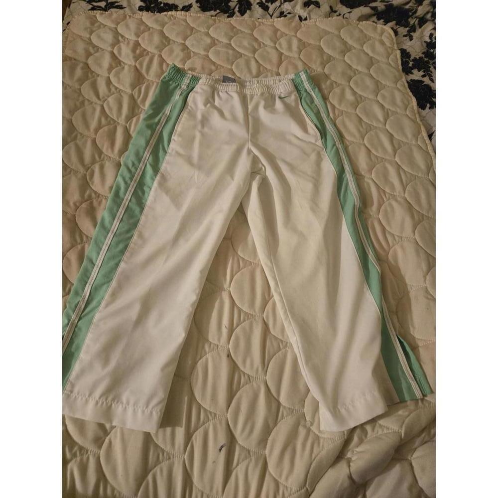 Nike Athletic cropped Pants White with Mint Green Stripes